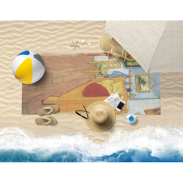 The Bedroom in Arles (Van Gogh 1888) Beach Towel - Lifestyle on Beach