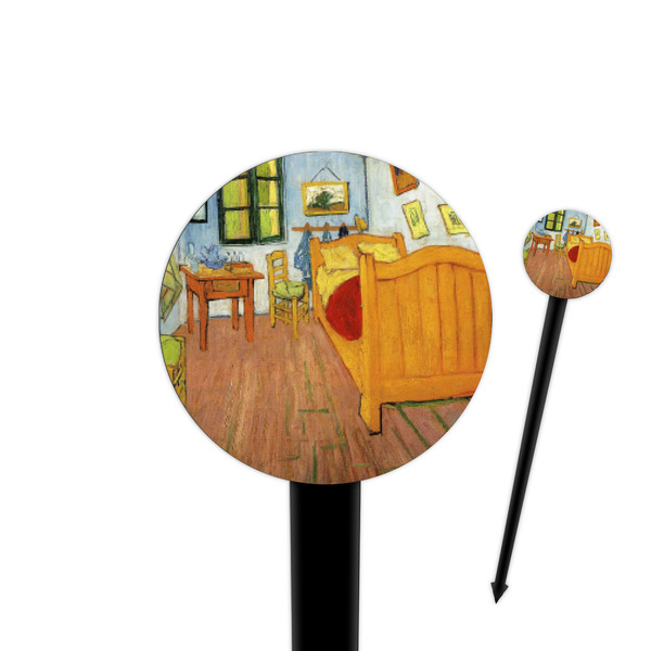Custom The Bedroom in Arles (Van Gogh 1888) 4" Round Plastic Food Picks - Black - Double Sided