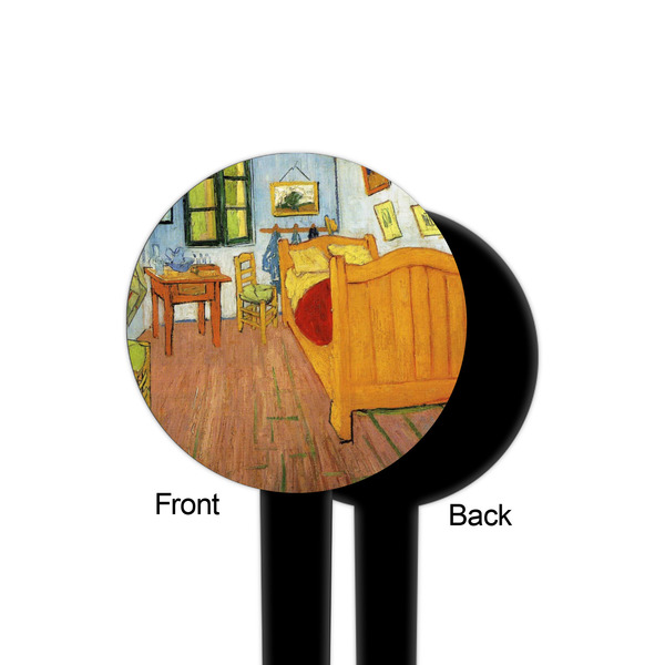 The Bedroom in Arles (Van Gogh 1888) Black Plastic 4" Food Pick - Round - Single Sided - Front & Back