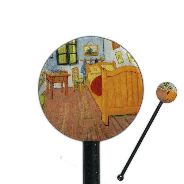 Custom The Bedroom in Arles (Van Gogh 1888) 5.5" Round Plastic Stir Sticks - Black - Single Sided