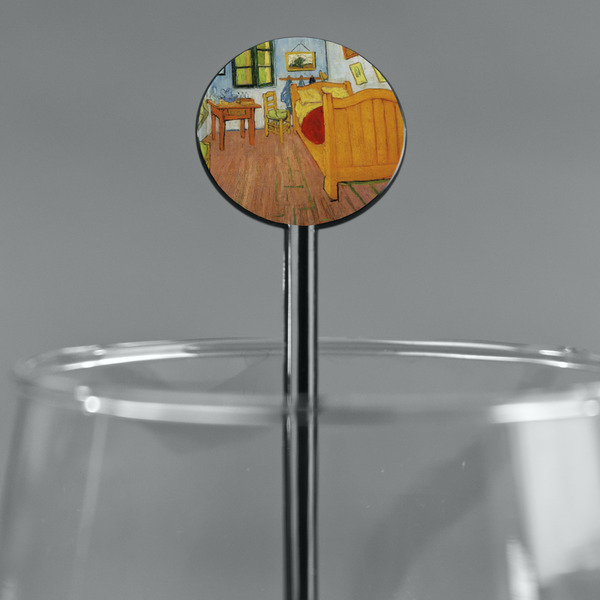 The Bedroom in Arles (Van Gogh 1888) Black Plastic 5.5" Stir Stick - Round - Main