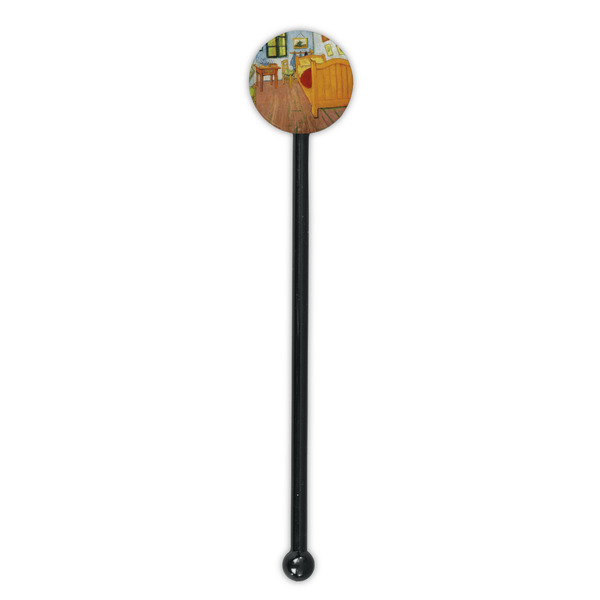The Bedroom in Arles (Van Gogh 1888) Black Plastic 5.5" Stir Stick - Round - Single Stick