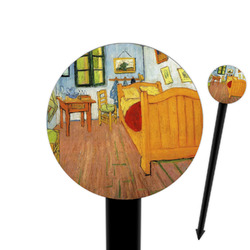 The Bedroom in Arles (Van Gogh 1888) 6" Round Plastic Food Picks - Black - Single Sided