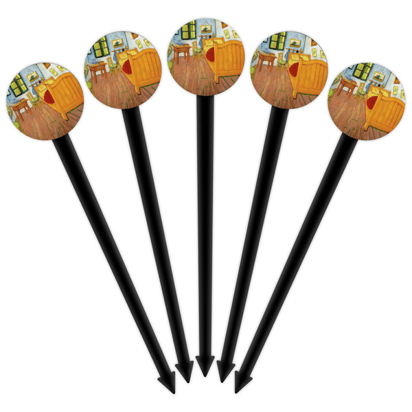 The Bedroom in Arles (Van Gogh 1888) Black Plastic 6" Food Pick - Round - Fan View