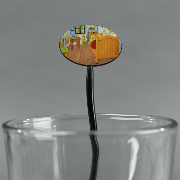 The Bedroom in Arles (Van Gogh 1888) Black Plastic 7" Stir Stick - Oval - Main