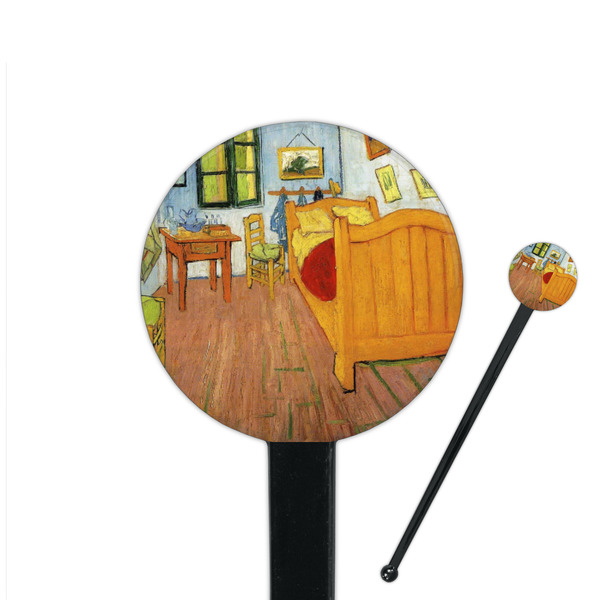 Custom The Bedroom in Arles (Van Gogh 1888) 7" Round Plastic Stir Sticks - Black - Single Sided