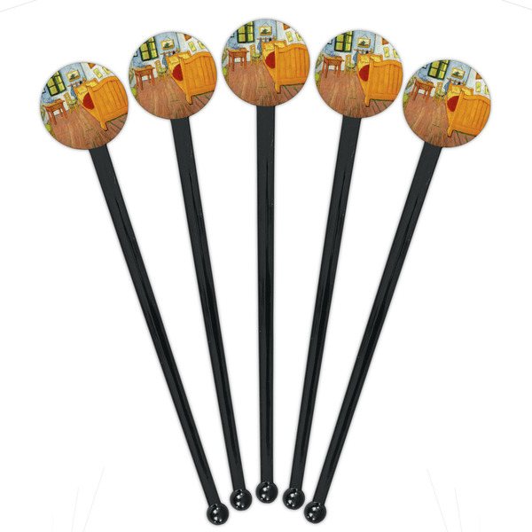 The Bedroom in Arles (Van Gogh 1888) Black Plastic 7" Stir Stick - Round - Fan View