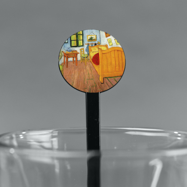 The Bedroom in Arles (Van Gogh 1888) Black Plastic 7" Stir Stick - Round - Main