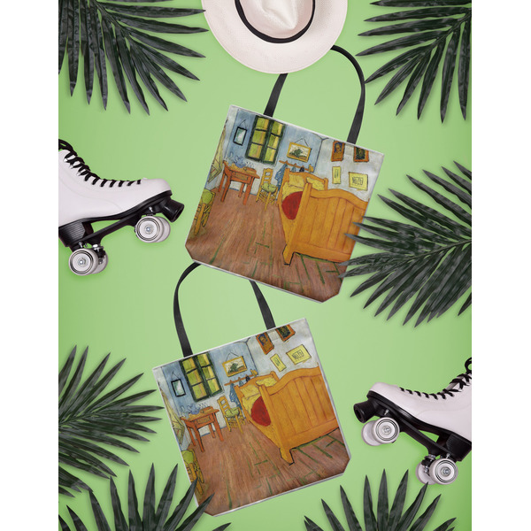 The Bedroom in Arles (Van Gogh 1888) Canvas Tote Lifestyle Front and Back- 13x13