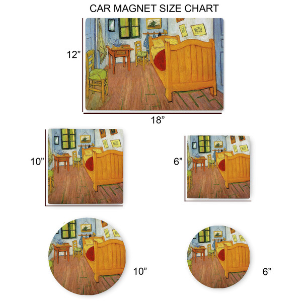 The Bedroom in Arles (Van Gogh 1888) Car Magnets - SIZE CHART