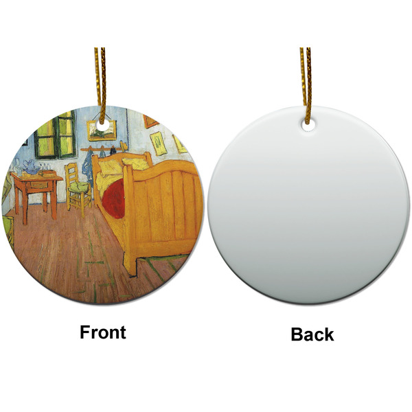 The Bedroom in Arles (Van Gogh 1888) Ceramic Flat Ornament - Circle Front & Back (APPROVAL)