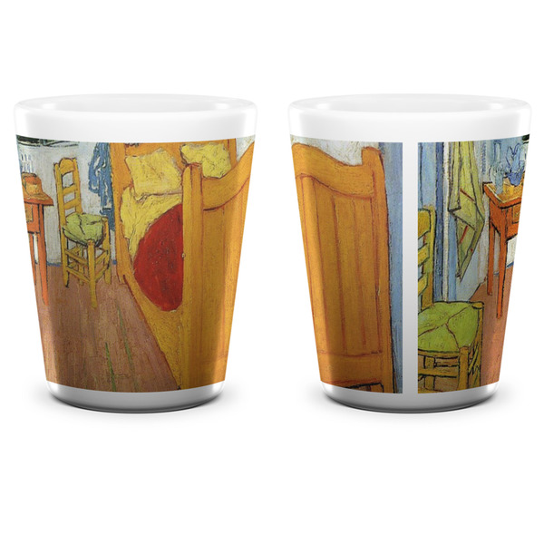 The Bedroom in Arles (Van Gogh 1888) Ceramic Shot Glass - White - Front & Back
