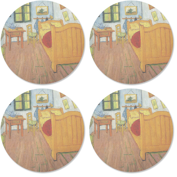 The Bedroom in Arles (Van Gogh 1888) Coaster Round Rubber Back - Apvl