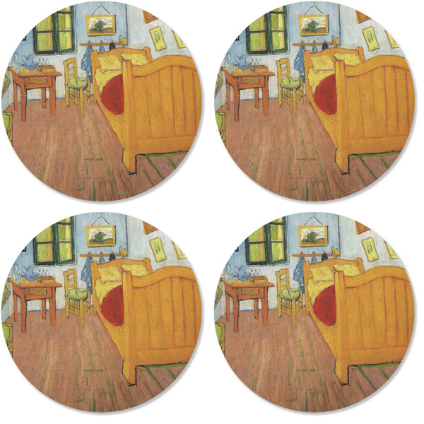 The Bedroom in Arles (Van Gogh 1888) Coaster Round Rubber Back - Apvl
