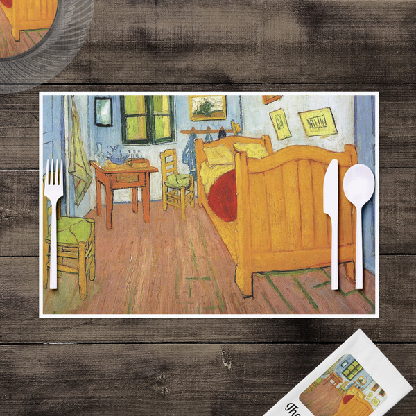 The Bedroom in Arles (Van Gogh 1888) Disposable Paper Placemat - In Context