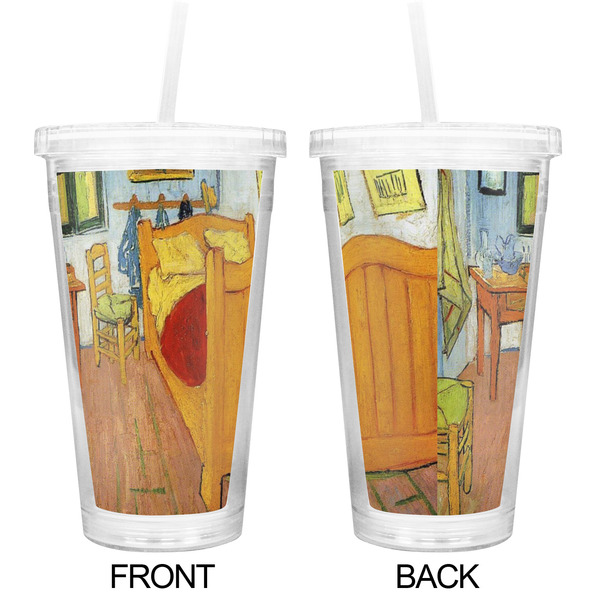The Bedroom in Arles (Van Gogh 1888) Double Wall Tumbler with Straw - Approval