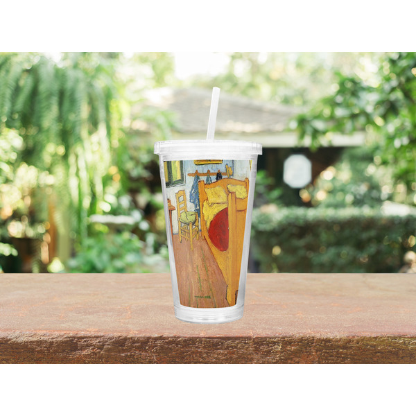 The Bedroom in Arles (Van Gogh 1888) Double Wall Tumbler with Straw - Lifestyle