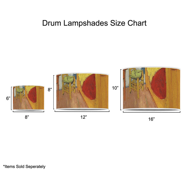 The Bedroom in Arles (Van Gogh 1888) Drum Lampshades - Sizing Chart