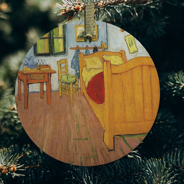 The Bedroom in Arles (Van Gogh 1888) Frosted Glass Ornament - Round (Lifestyle)