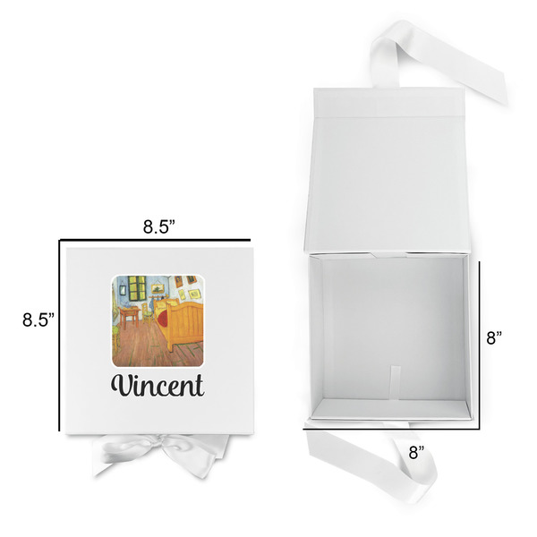 The Bedroom in Arles (Van Gogh 1888) Gift Boxes with Magnetic Lid - White - Open & Closed