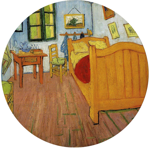 Custom The Bedroom in Arles (Van Gogh 1888) Round Glass Cutting Board - Medium
