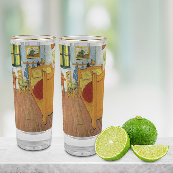 The Bedroom in Arles (Van Gogh 1888) Glass Shot Glass - 2oz - Lifestyle