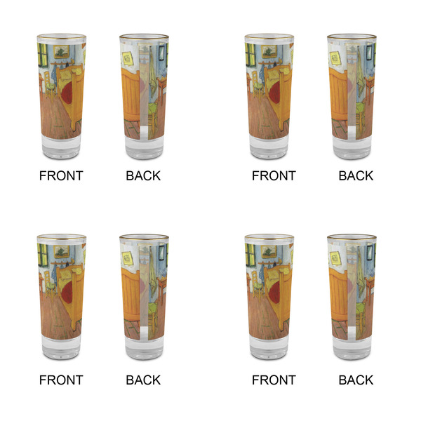 The Bedroom in Arles (Van Gogh 1888) Glass Shot Glass - 2oz - Set of 4 - Front & Back