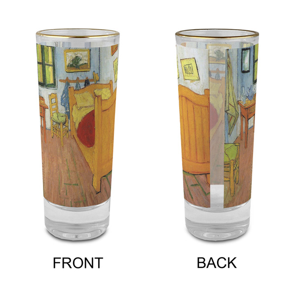 The Bedroom in Arles (Van Gogh 1888) Glass Shot Glass - 2oz - Single - Front & Back