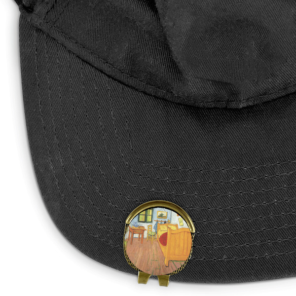 The Bedroom in Arles (Van Gogh 1888) Golf Ball Marker Hat Clip - Main - GOLD