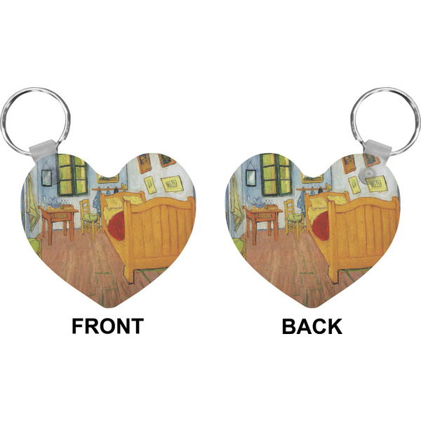 The Bedroom in Arles (Van Gogh 1888) Heart Keychain (Front + Back)