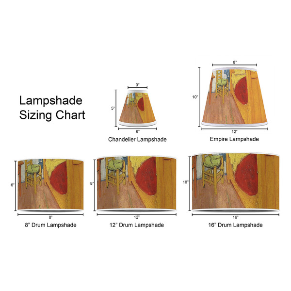 The Bedroom in Arles (Van Gogh 1888) Lampshade Sizing Chart