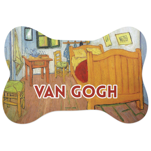 Custom The Bedroom in Arles (Van Gogh 1888) Bone Shaped Dog Food Mat (Large)