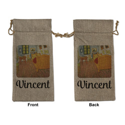 The Bedroom in Arles (Van Gogh 1888) Large Burlap Gift Bag - Front & Back