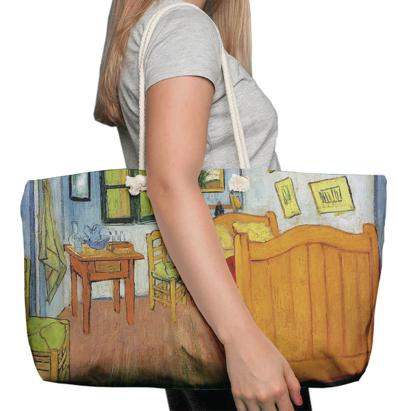The Bedroom in Arles (Van Gogh 1888) Large Rope Tote Bag - In Context View
