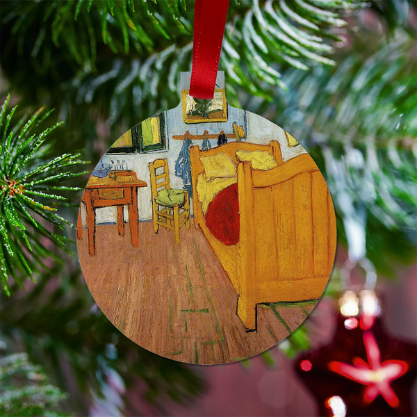 The Bedroom in Arles (Van Gogh 1888) Metal Ball Ornament - Lifestyle