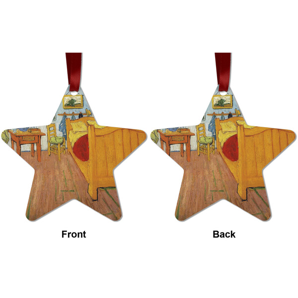 The Bedroom in Arles (Van Gogh 1888) Metal Star Ornament - Front and Back