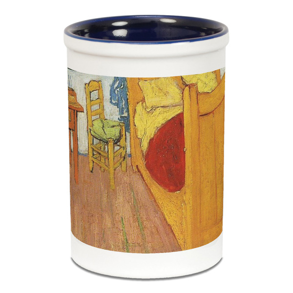 Custom The Bedroom in Arles (Van Gogh 1888) Ceramic Pencil Holders - Blue