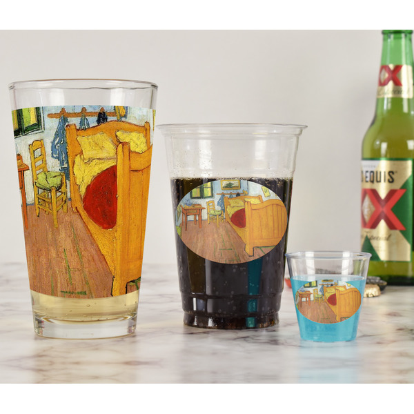 The Bedroom in Arles (Van Gogh 1888) Pint Glass - Full Fill w Transparency - In Context