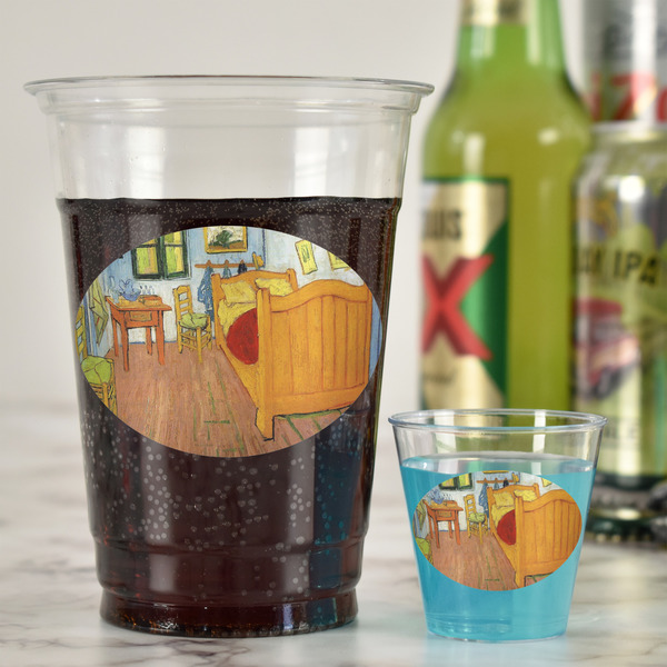The Bedroom in Arles (Van Gogh 1888) Plastic Shot Glasses - In Context