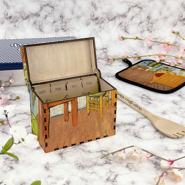 The Bedroom in Arles (Van Gogh 1888) Recipe Box - Full Color - In Context