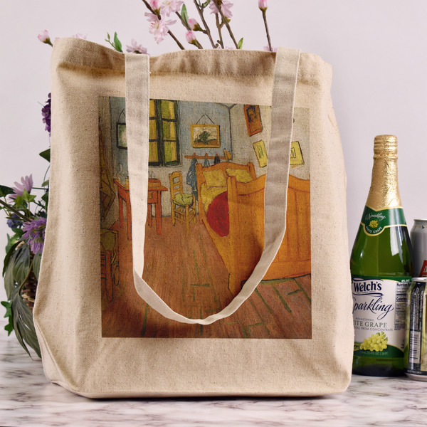 The Bedroom in Arles (Van Gogh 1888) Reusable Cotton Grocery Bag - In Context