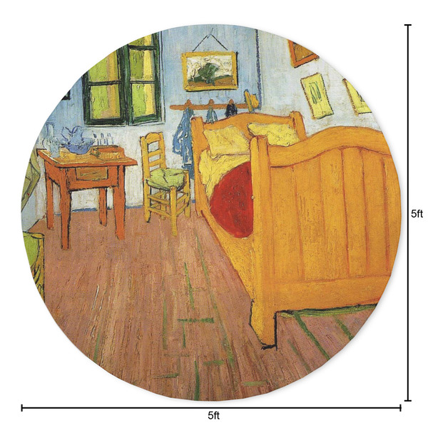 The Bedroom in Arles (Van Gogh 1888) Round 5ft Indoor Rug - Dimensions