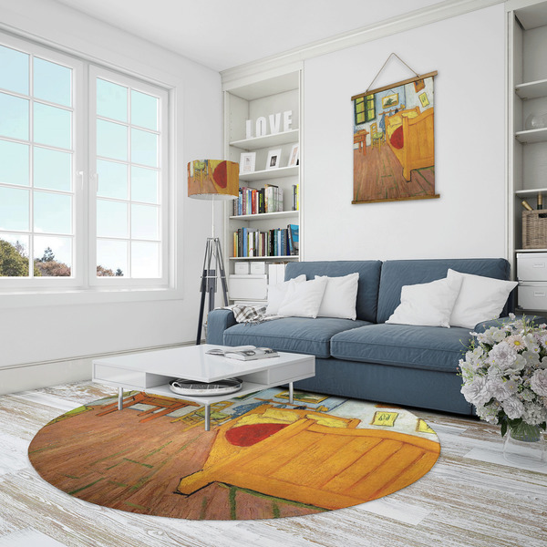 The Bedroom in Arles (Van Gogh 1888) Round Area Rug - IN CONTEXT