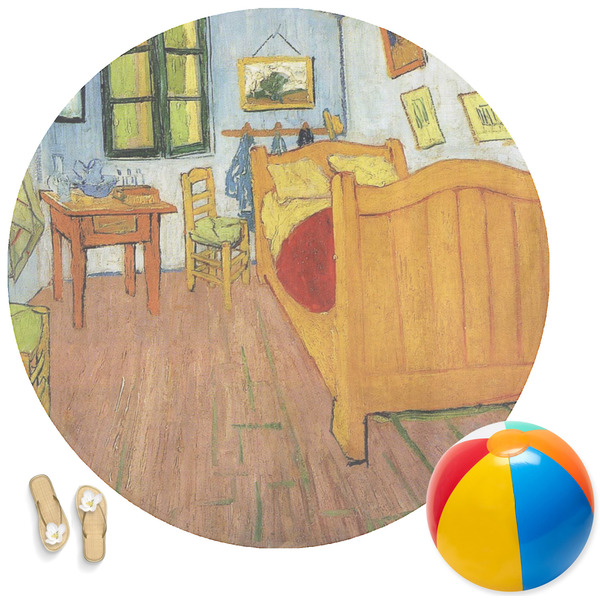 Custom The Bedroom in Arles (Van Gogh 1888) Round Beach Towel