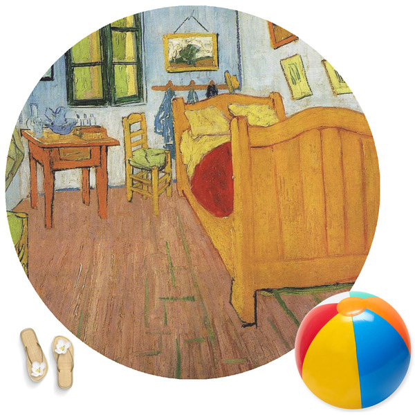 Custom The Bedroom in Arles (Van Gogh 1888) Round Beach Towel