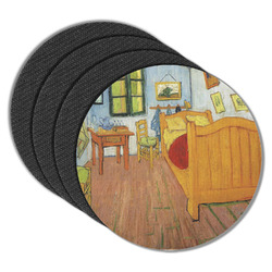 The Bedroom in Arles (Van Gogh 1888) Round Rubber Backed Coasters - Set of 4