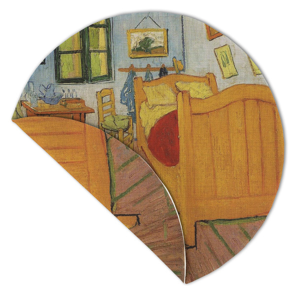 The Bedroom in Arles (Van Gogh 1888) Round Linen Placemats - Front (folded corner double sided)