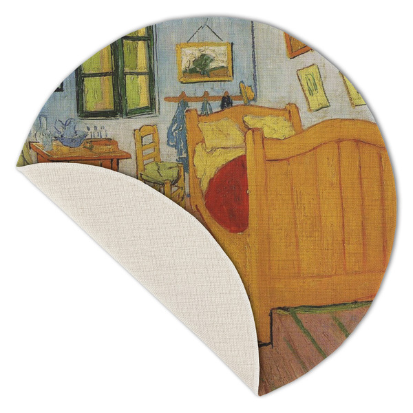 The Bedroom in Arles (Van Gogh 1888) Round Linen Placemats - Front (folded corner single sided)