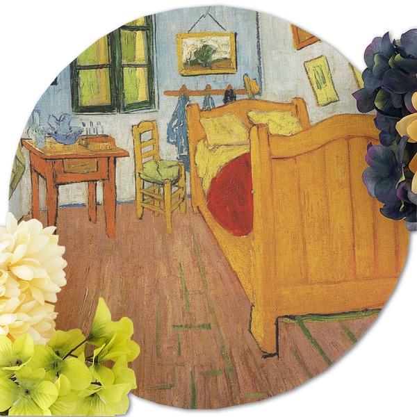 The Bedroom in Arles (Van Gogh 1888) Round Linen Placemats - Front (w flowers)