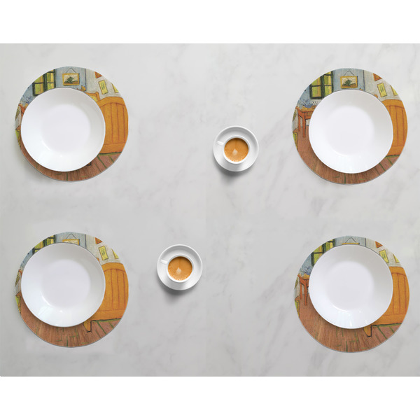 The Bedroom in Arles (Van Gogh 1888) Round Linen Placemats - LIFESTYLE (set of 4)